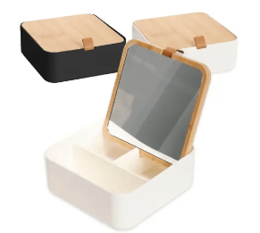 מראה דקורטיבית עם קופסת תכשיטים מובנית